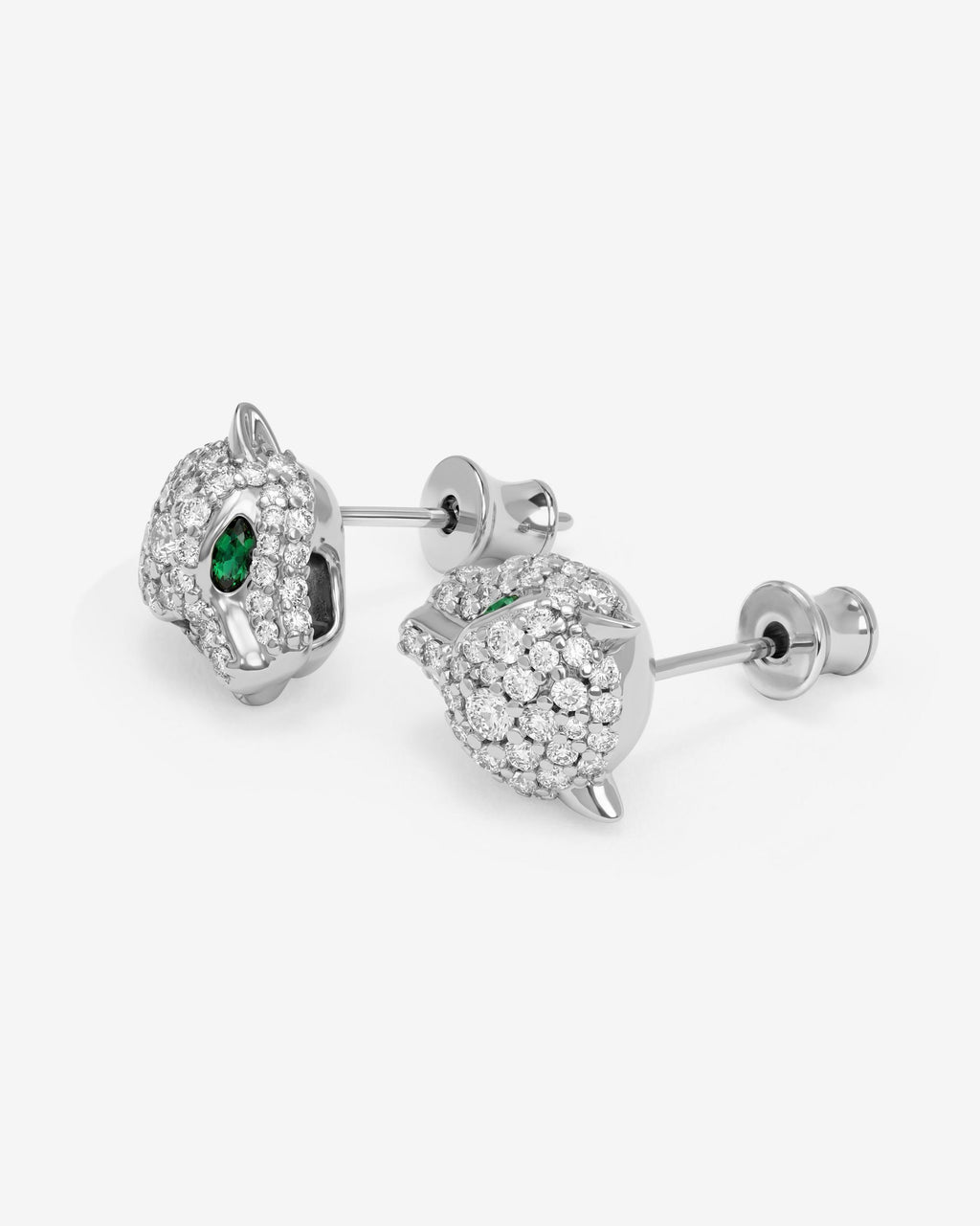 Jaguar Pavé Studs - Silver|White Diamondettes