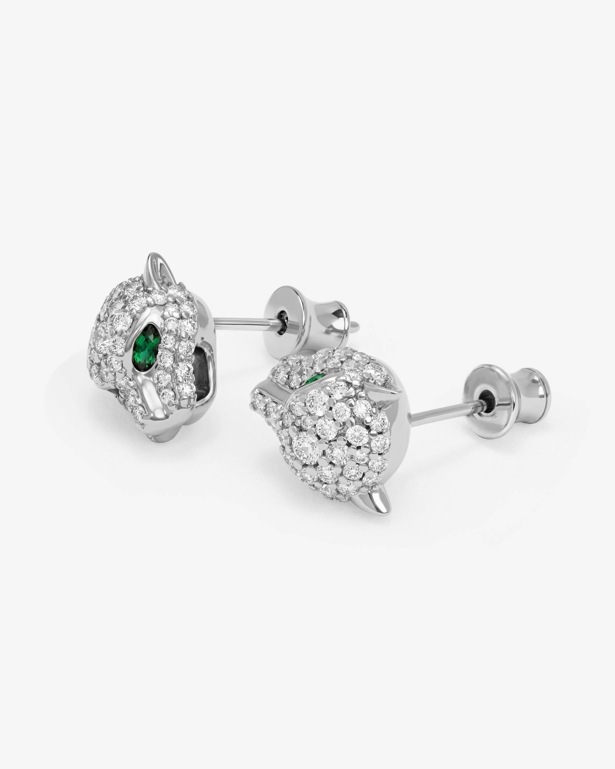 Jaguar Pavé Studs - Silver|White Diamondettes