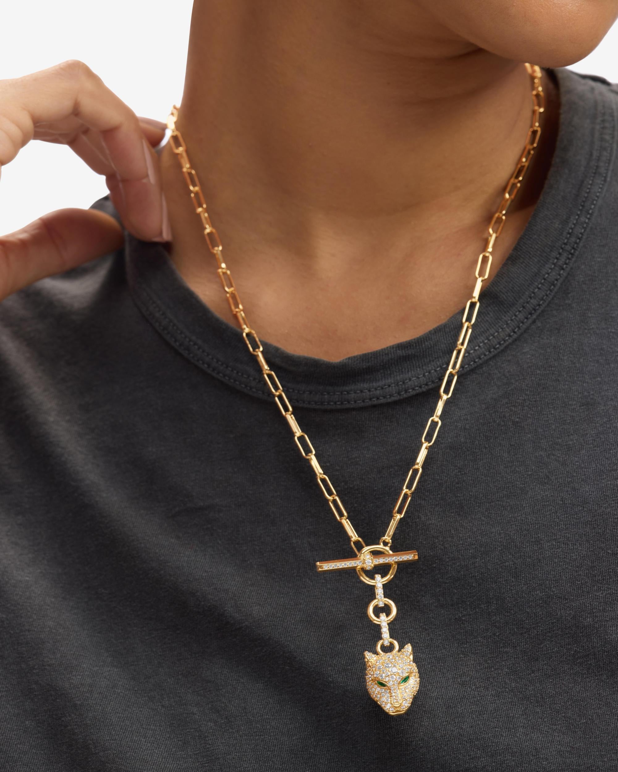 Jaguar Samantha Chain Necklace - Gold|White Diamondettes