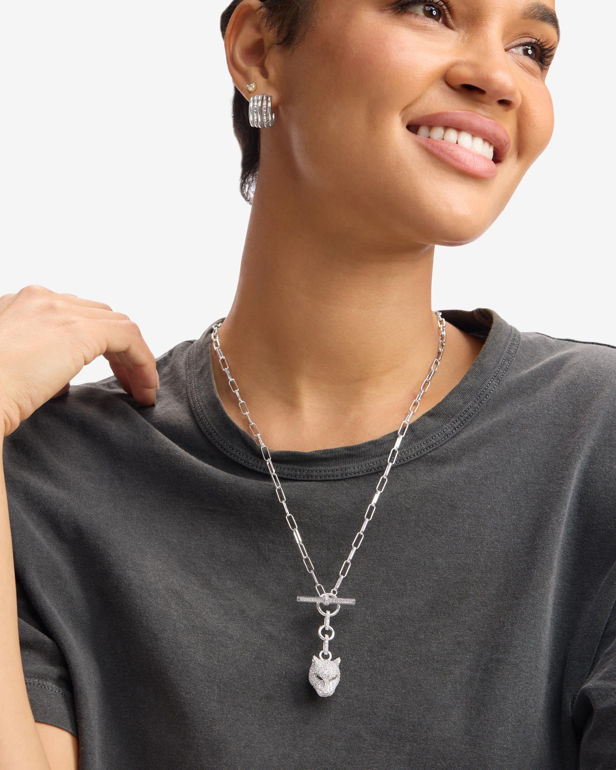 Jaguar Samantha Chain Necklace - Silver|White Diamondettes