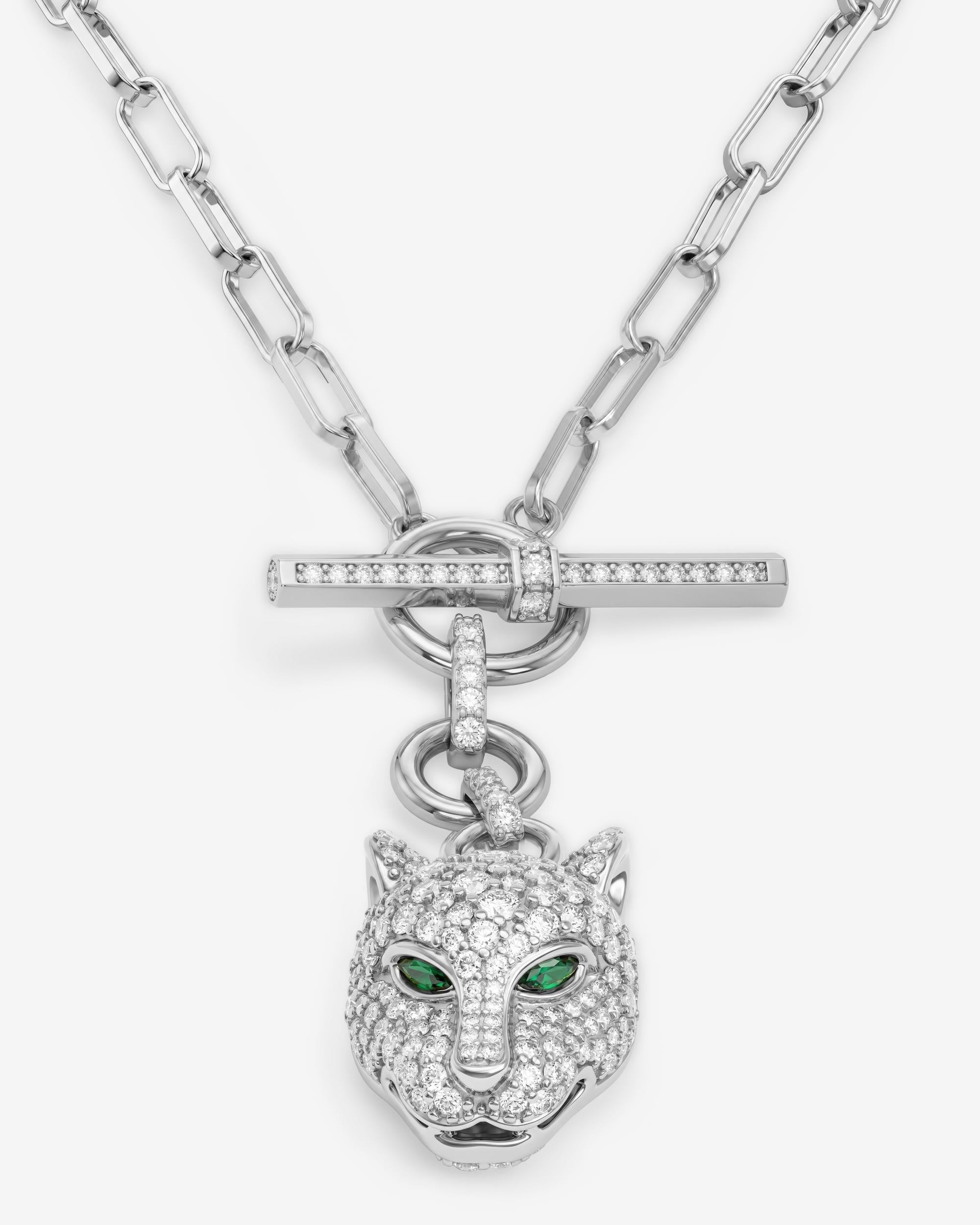 Jaguar Samantha Chain Necklace - Silver|White Diamondettes