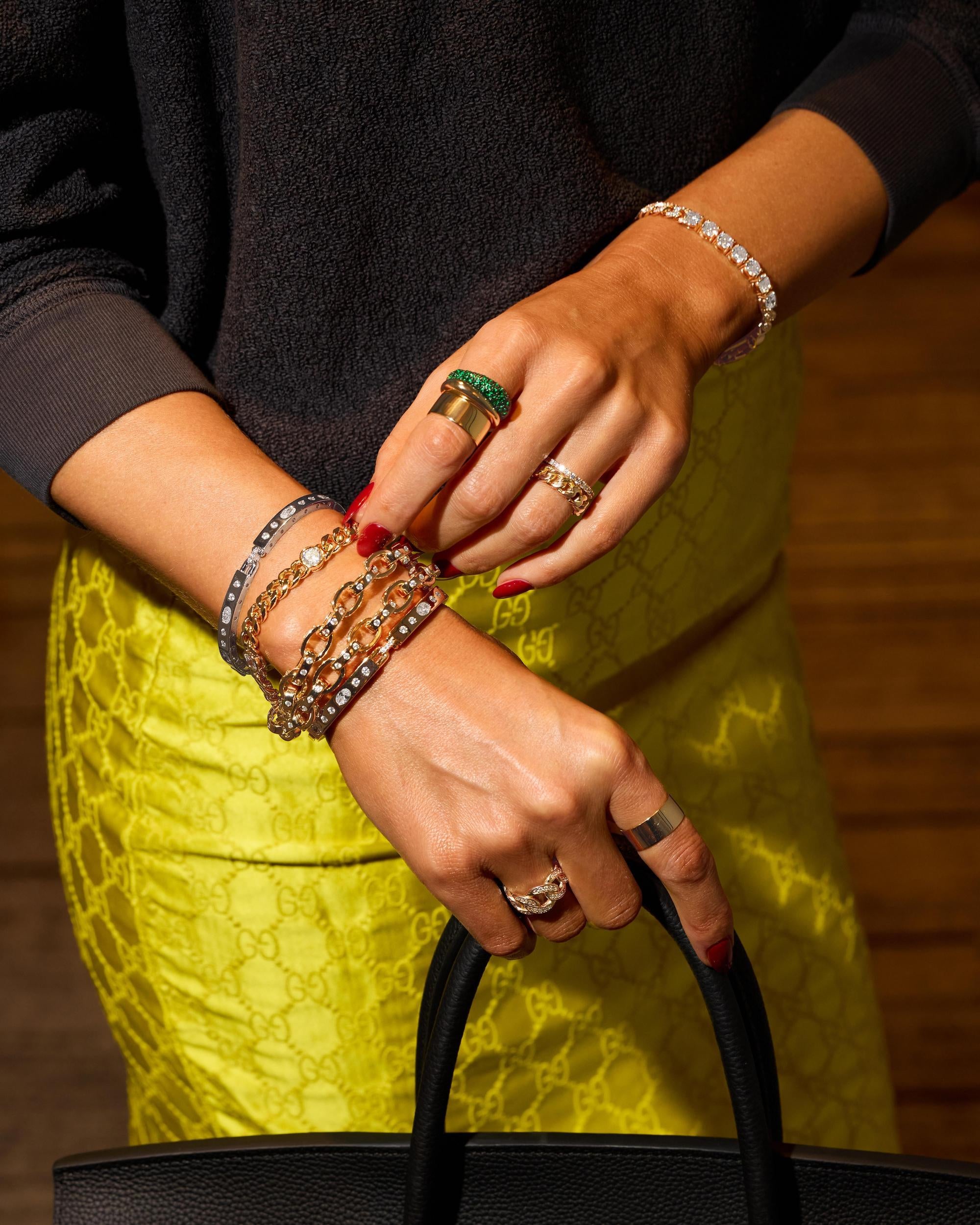 Ashley Chain Link Bracelet 9mm - Mixed Metal|White Diamondettes