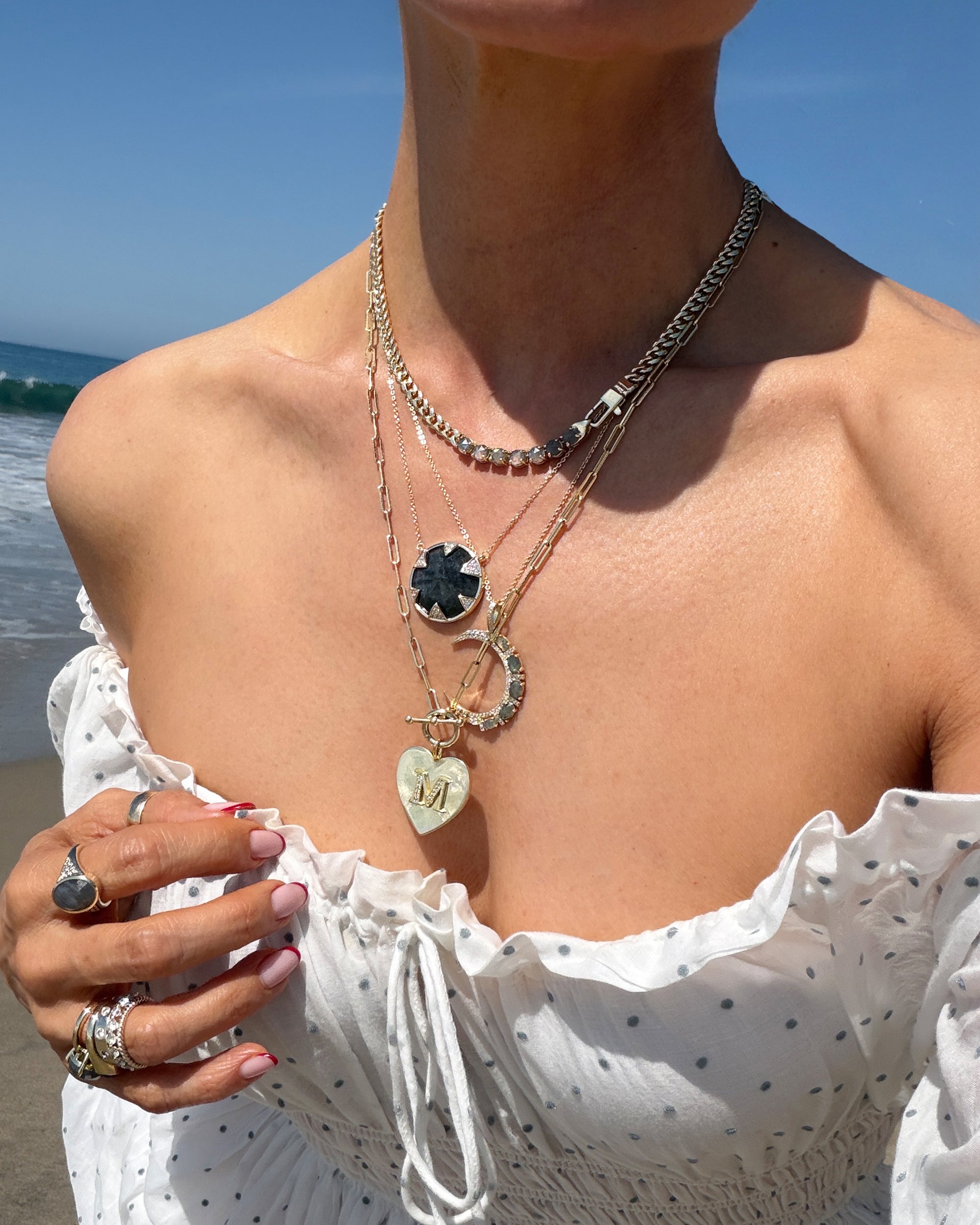 She's an Icon Moon Necklace - Silver|Labradorite
