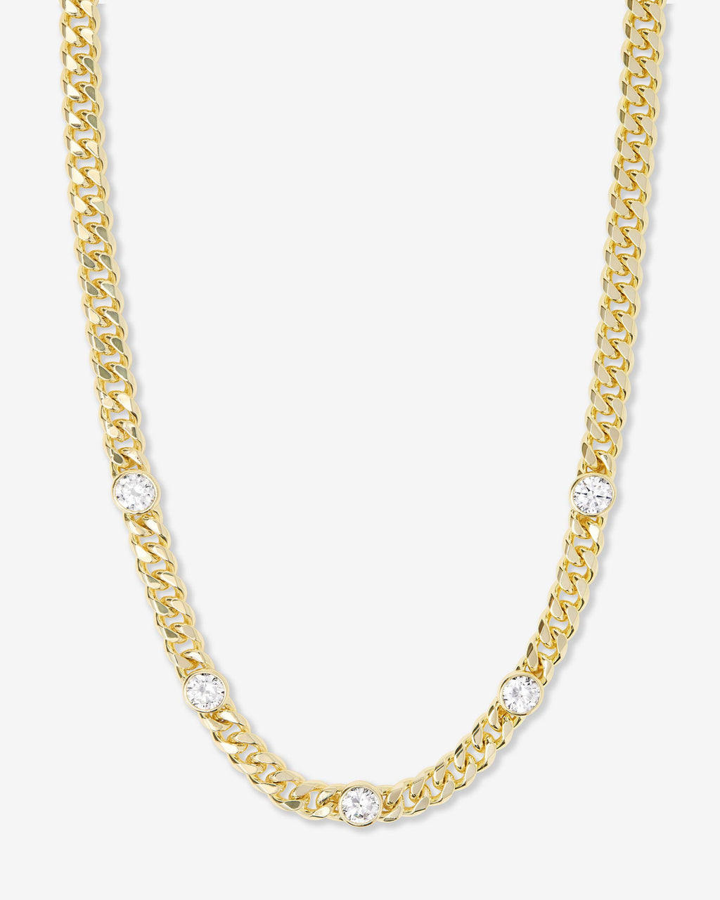 Julian 5 Diamond Necklace 7mm - Gold|White Diamondettes