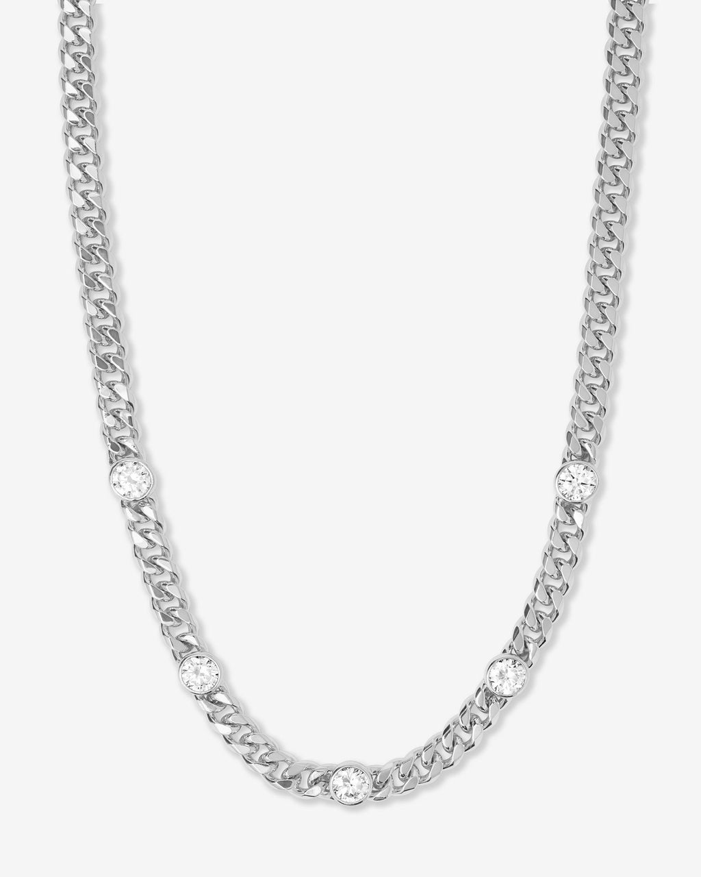 Julian 5 Diamond Necklace 7mm - Silver|White Diamondettes