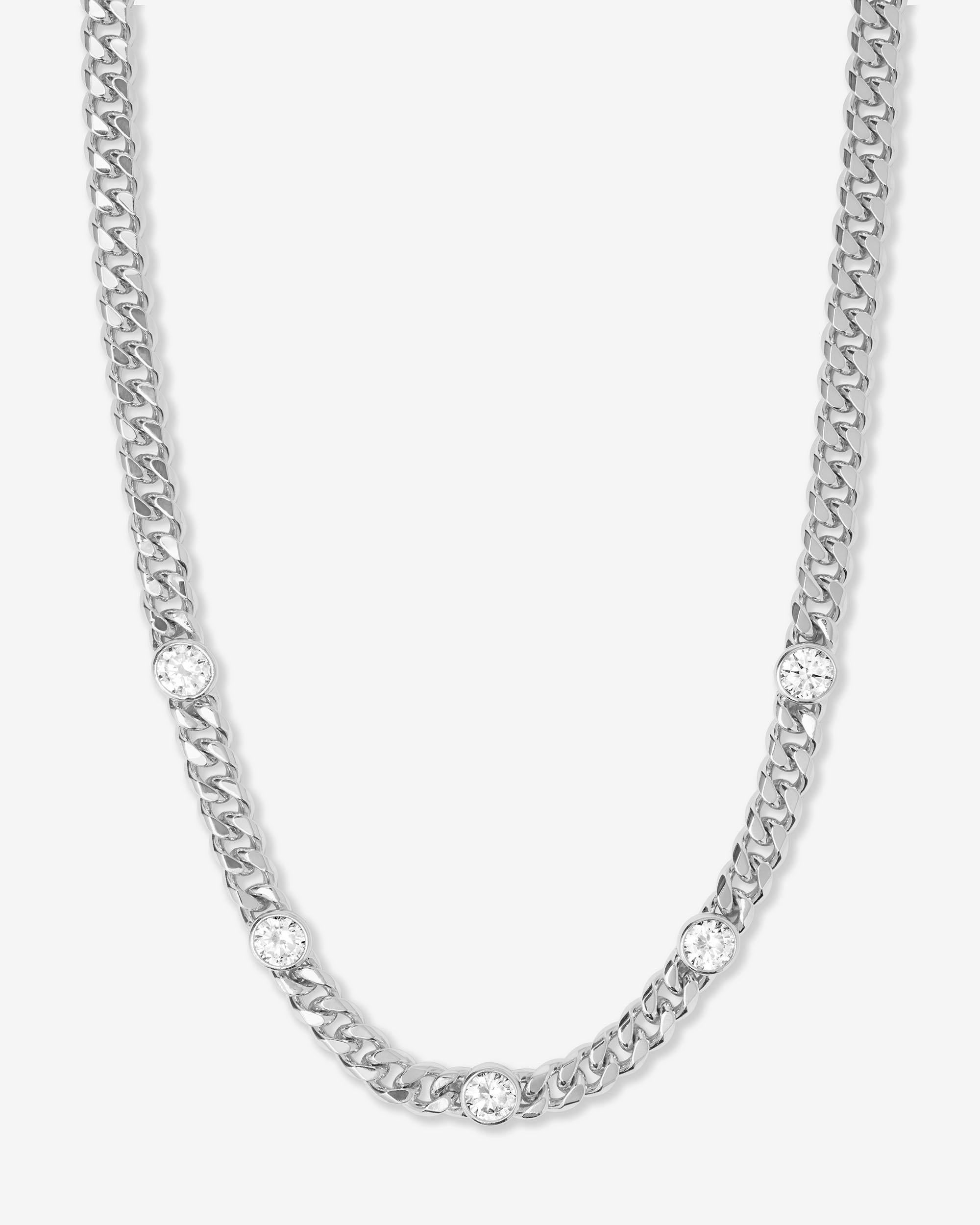 Julian 5 Diamond Necklace 7mm - Silver|White Diamondettes