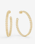 Pavé Julian Chain Hoops 2" - Gold|White Diamondettes