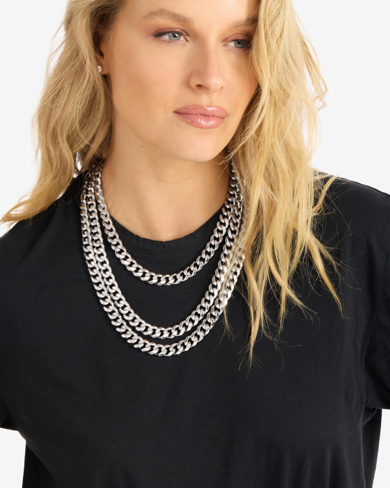 Pavé Julian Cuban Chain Necklace 6.8mm In Gold main image 1