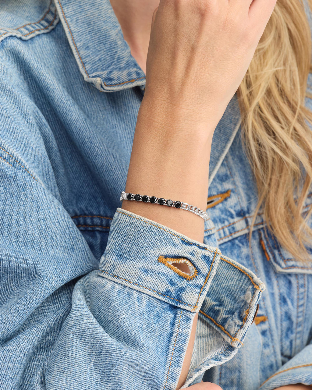 Julian Loves Diamonds Bracelet 5mm - Silver|Black Diamondettes