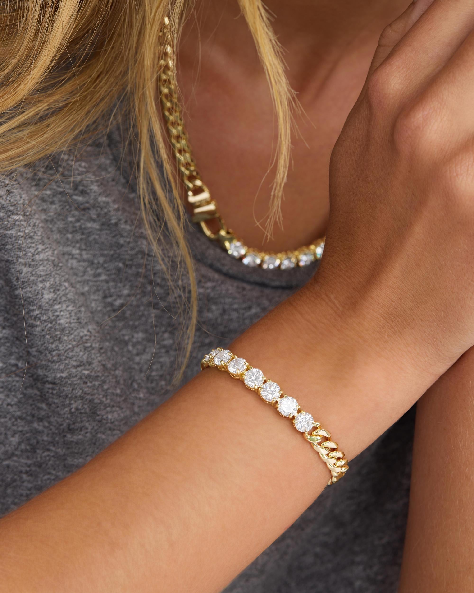 Julian Loves Diamonds Bracelet 6.8mm - Gold|White Diamondettes