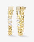 Julian Loves Diamonds 5mm Soft Chain Hoops - Gold|White Diamondettes