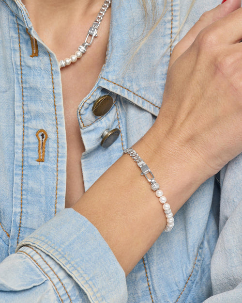 Julian Loves Pearls Bracelet 5mm - Silver