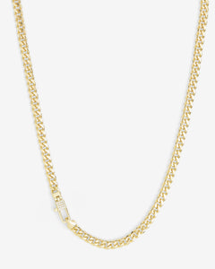 Julian Pavé Lock Necklace 5mm - Gold|White Diamondettes