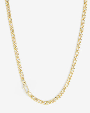 Julian Pavé Lock Necklace 5mm - Gold|White Diamondettes