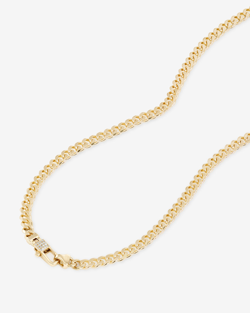 Julian Pavé Lock Necklace 5mm - Gold|White Diamondettes