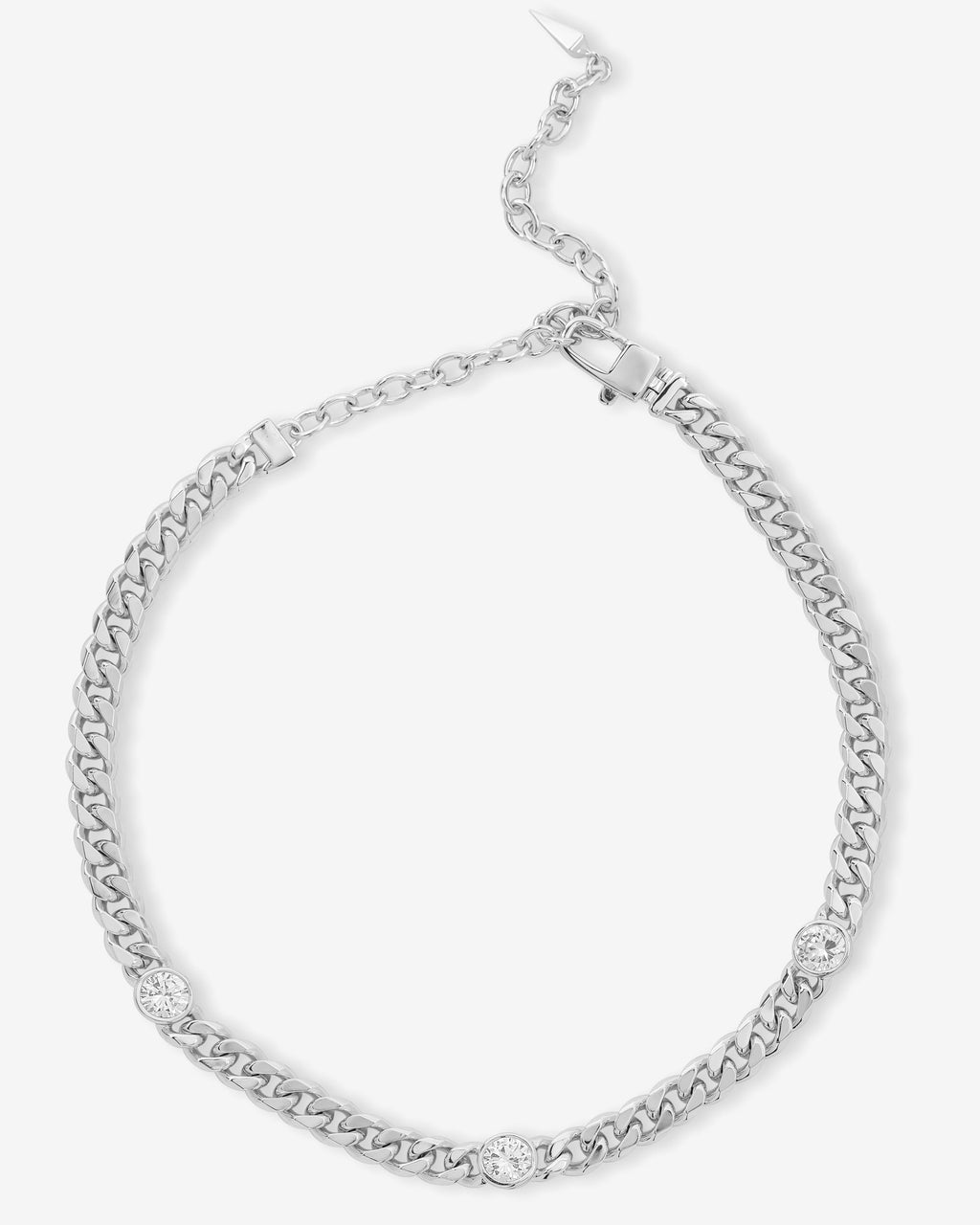 Julian Triple Diamond Choker 6.8mm - Silver|White Diamondettes