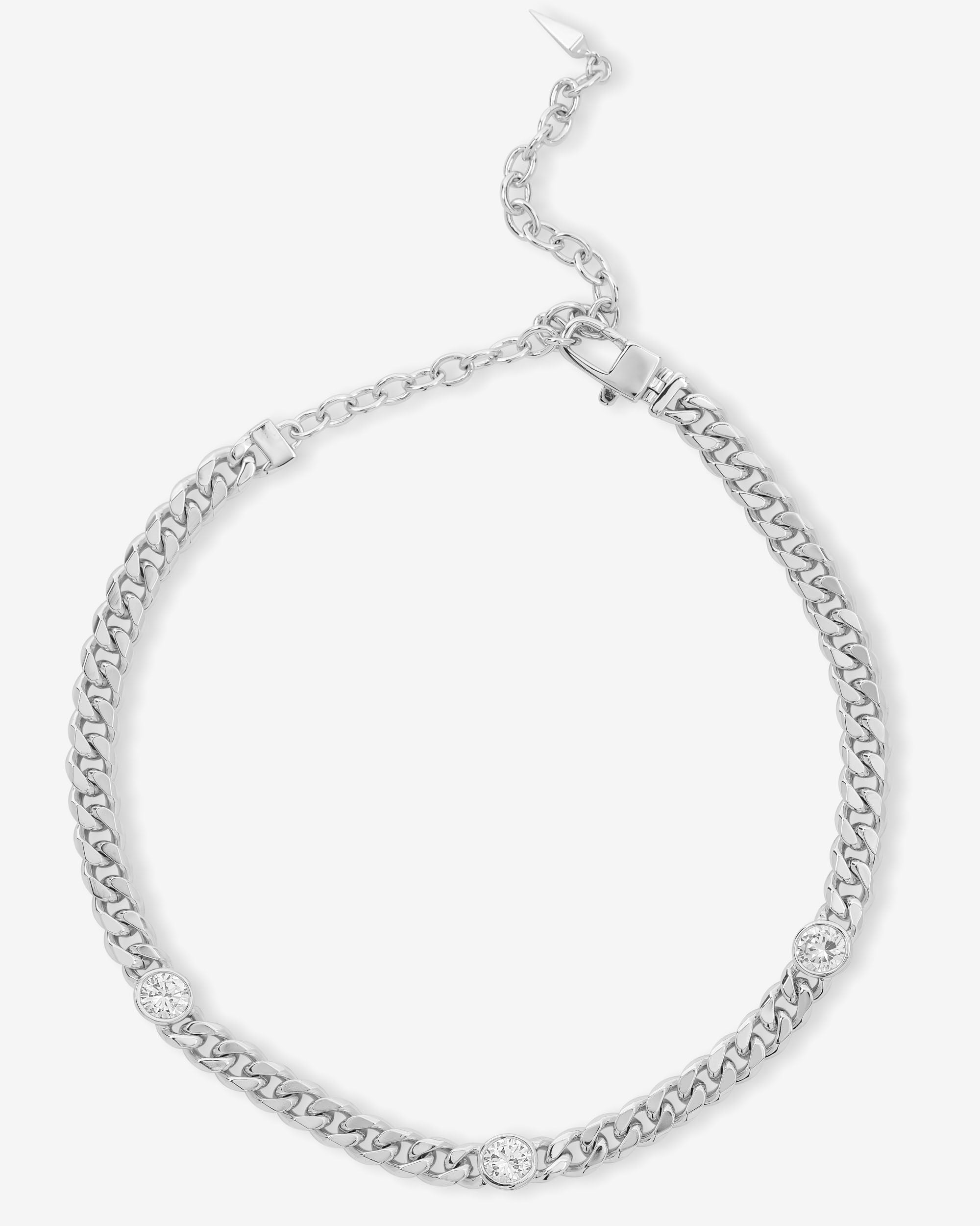 Julian Triple Diamond Choker 6.8mm - Silver|White Diamondettes