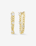 Julian Triple Diamond 5mm Soft Chain Hoops - Gold|White Diamondettes