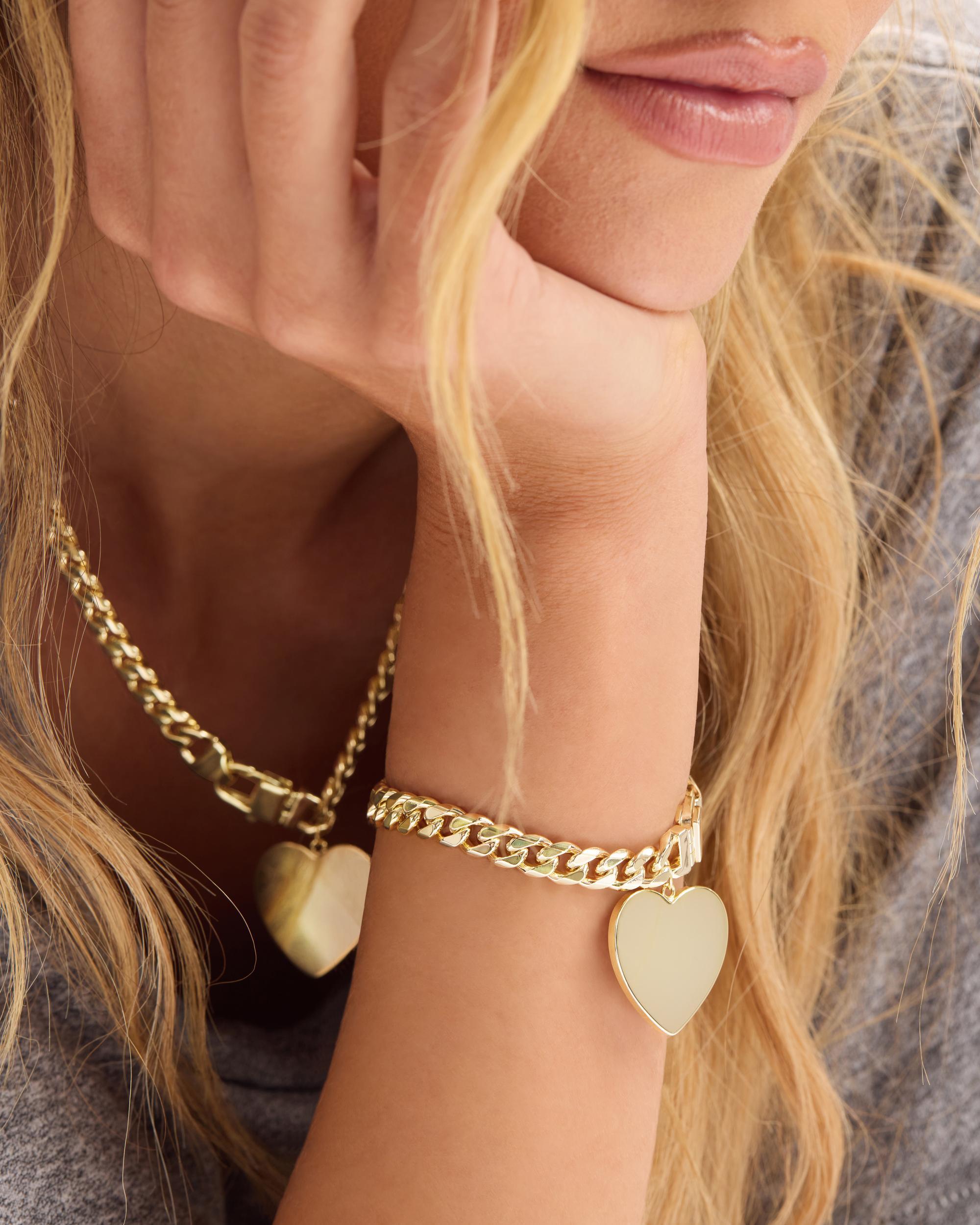 Julian XL Heart Gold Cuban Chain Bracelet | Bold Statement