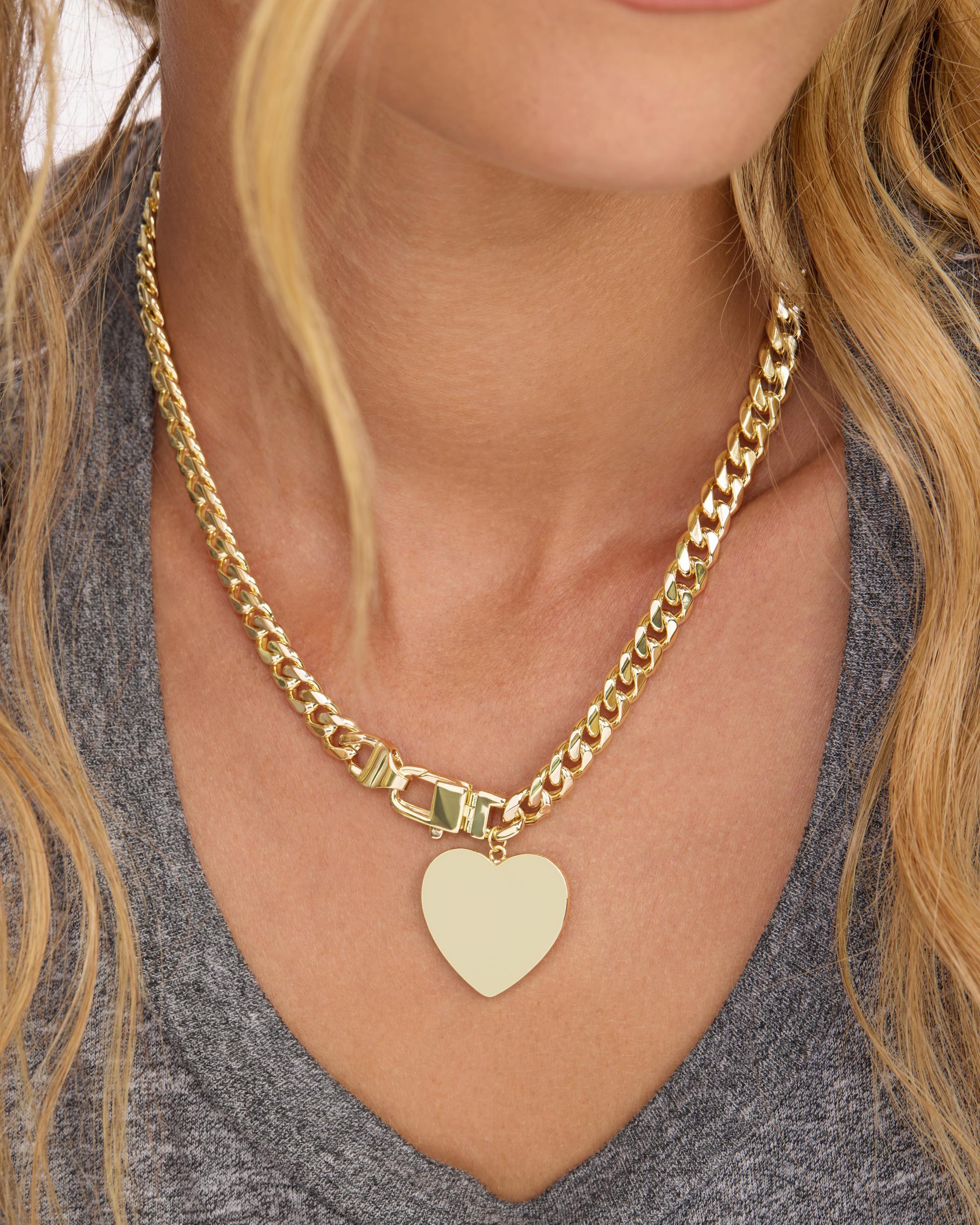 Julian XL Heart Cuban Chain Necklace 16" - Gold