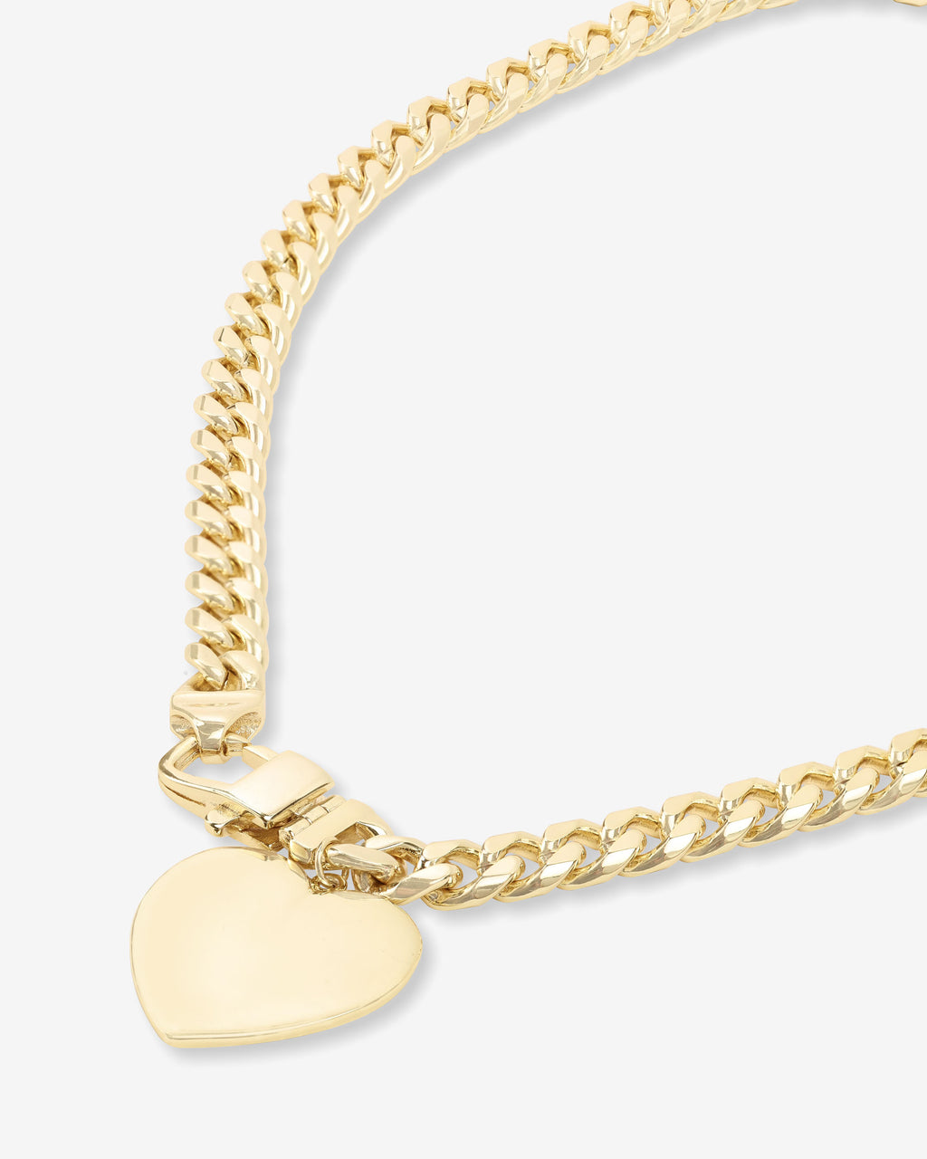 Julian XL Heart Cuban Chain Necklace 7mm - Gold