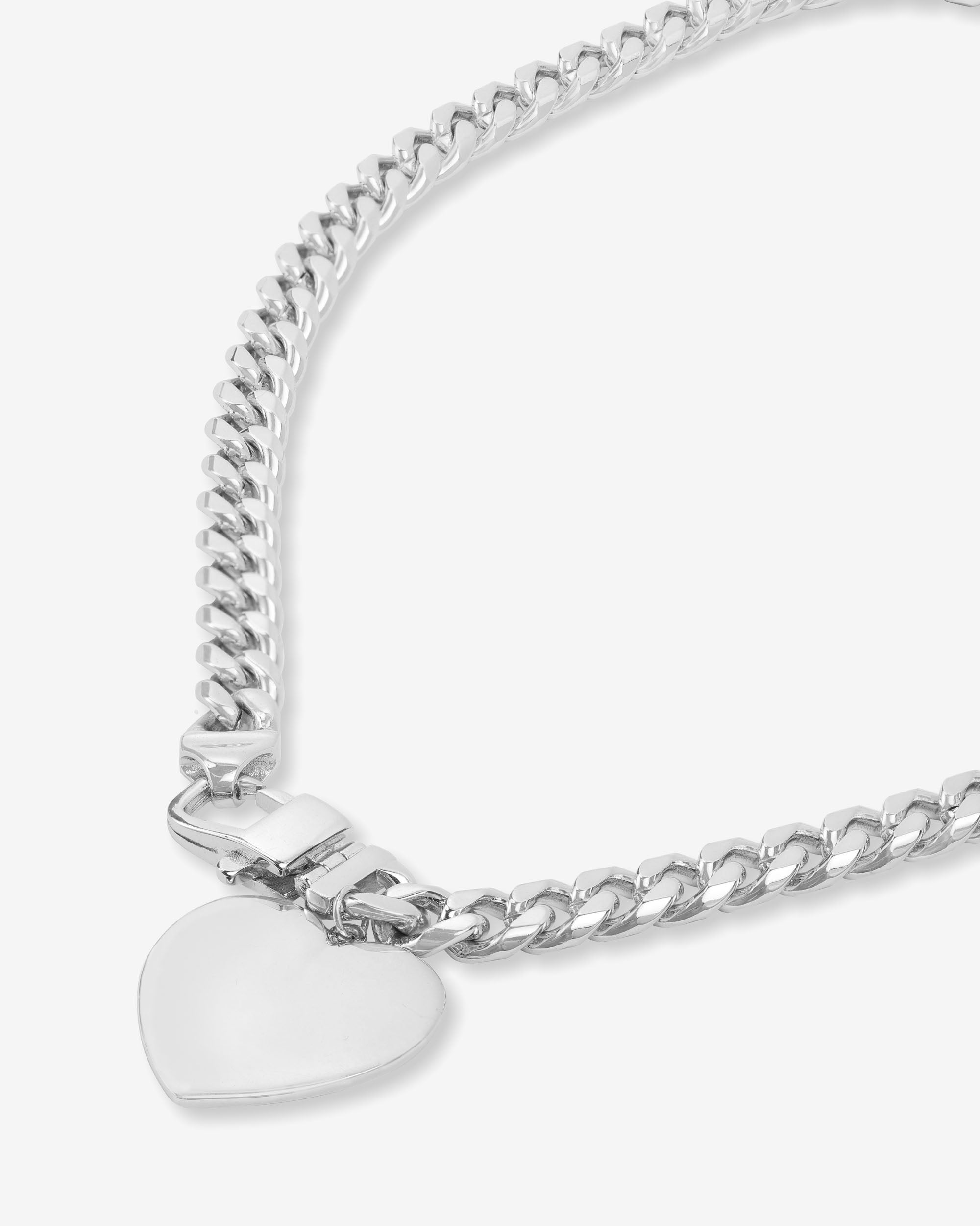 Julian XL Heart Cuban Chain Necklace 6.8mm - Silver
