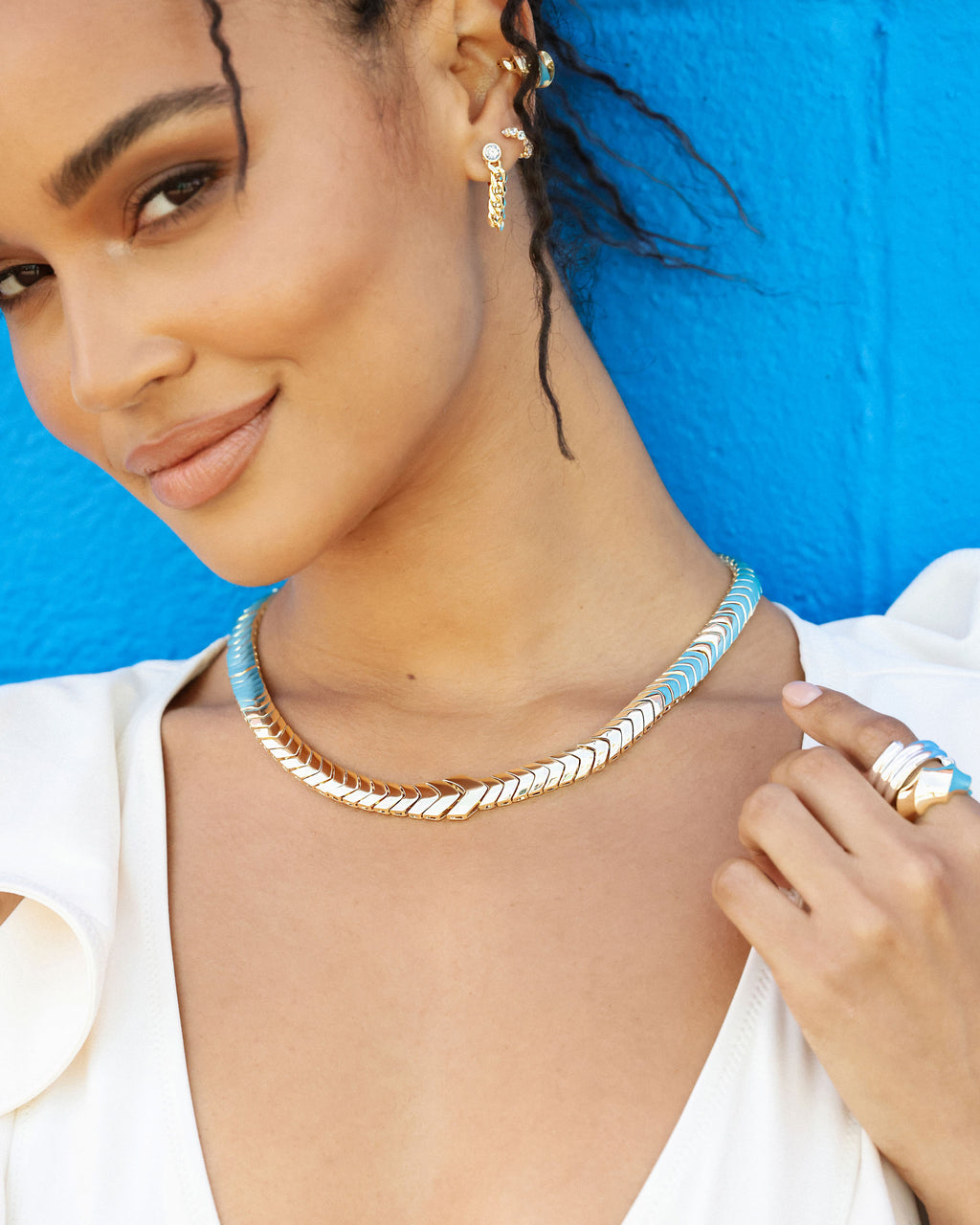 Serpent Herringbone Collar - Gold