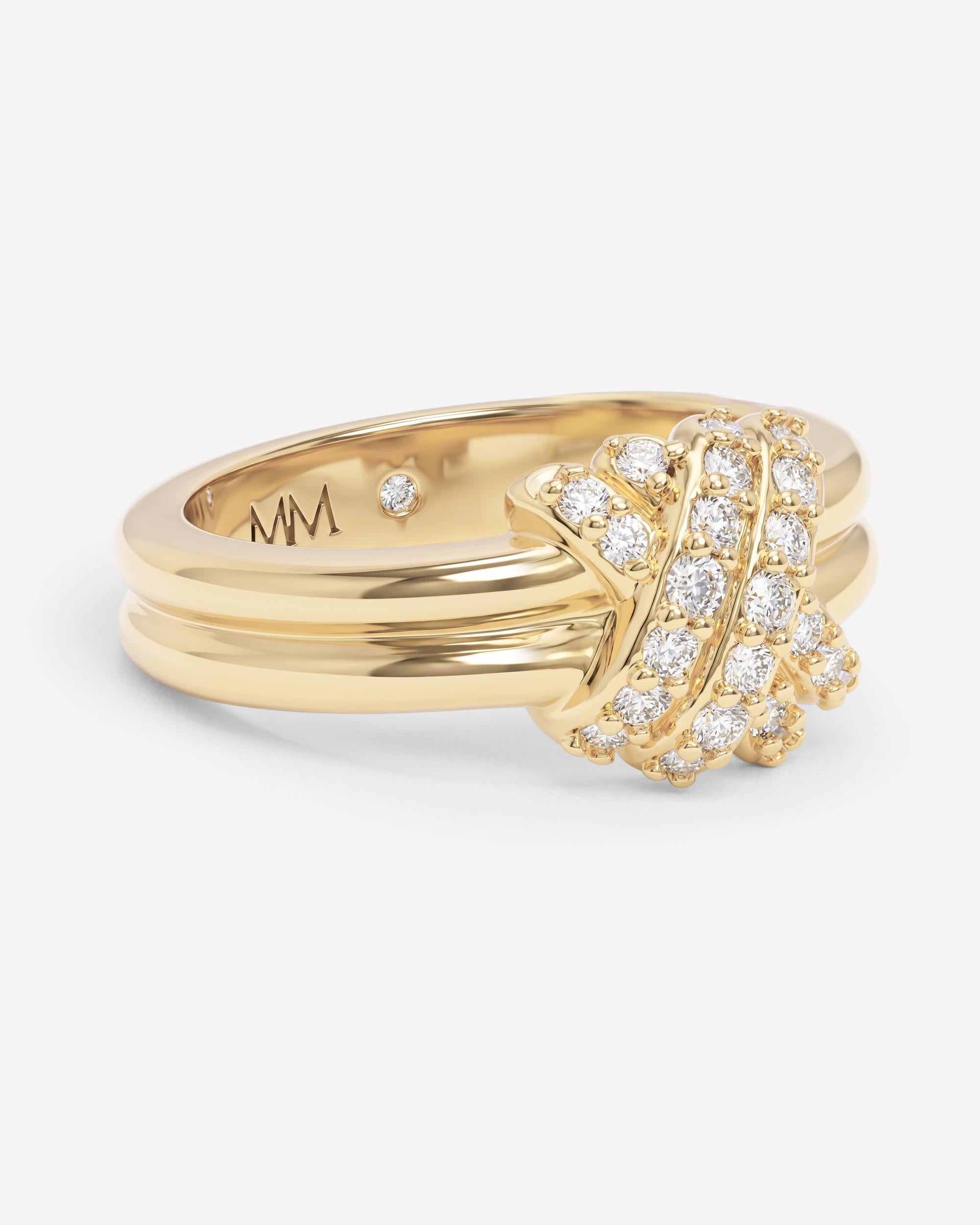 Knot Crossed Ring - Gold|White Diamondettes
