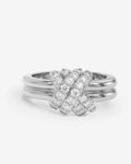 Knot Crossed Ring - Silver|White Diamondettes
