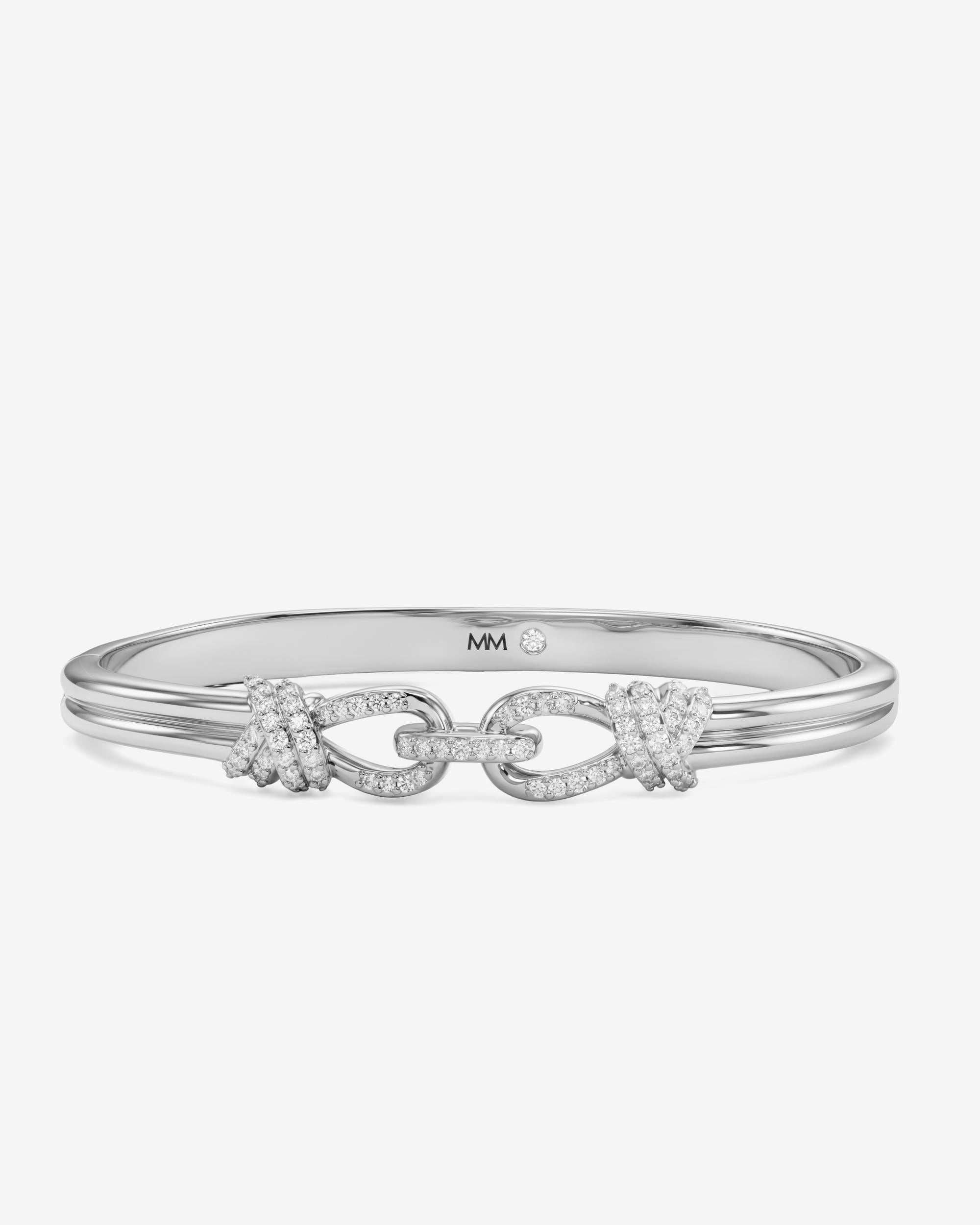 Knot Cuff - Silver|White Diamondettes