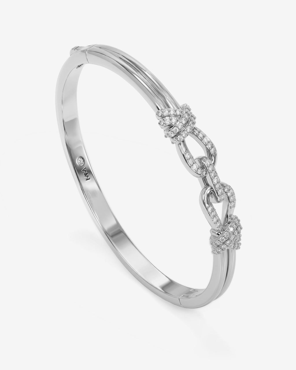 Knot Cuff - Silver|White Diamondettes
