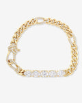 Knot Diamonds Figaro Chain Bracelet - Gold|White Diamondettes