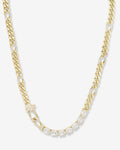 Knot Diamonds Figaro Chain Necklace - Gold|White Diamondettes
