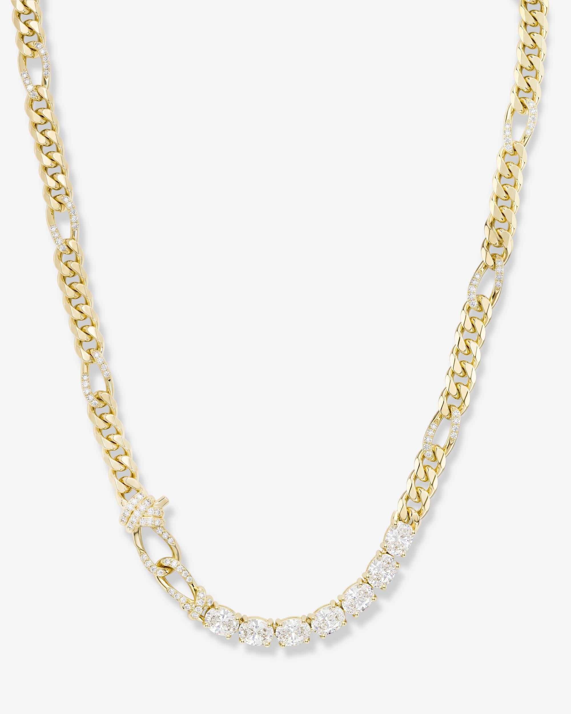 Knot Diamonds Figaro Chain Necklace - Gold|White Diamondettes