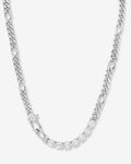 Knot Diamonds Figaro Chain Necklace - Silver|White Diamondettes