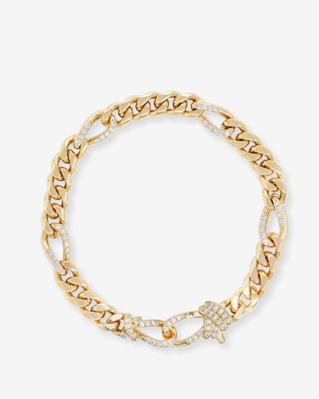 Knot Figaro Chain Bracelet - Gold|White Diamondettes
