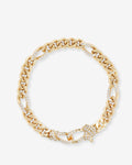 Knot Figaro Chain Bracelet - Gold|White Diamondettes