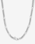 Knot Figaro Chain Necklace - Silver|White Diamondettes