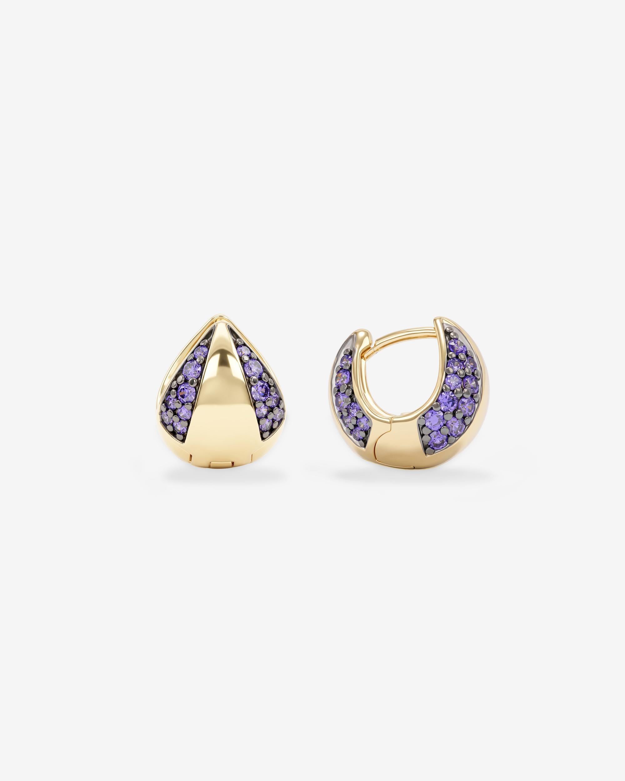 Lil Norah Split Pavé Earrings - Gold|Lavender Amethyst