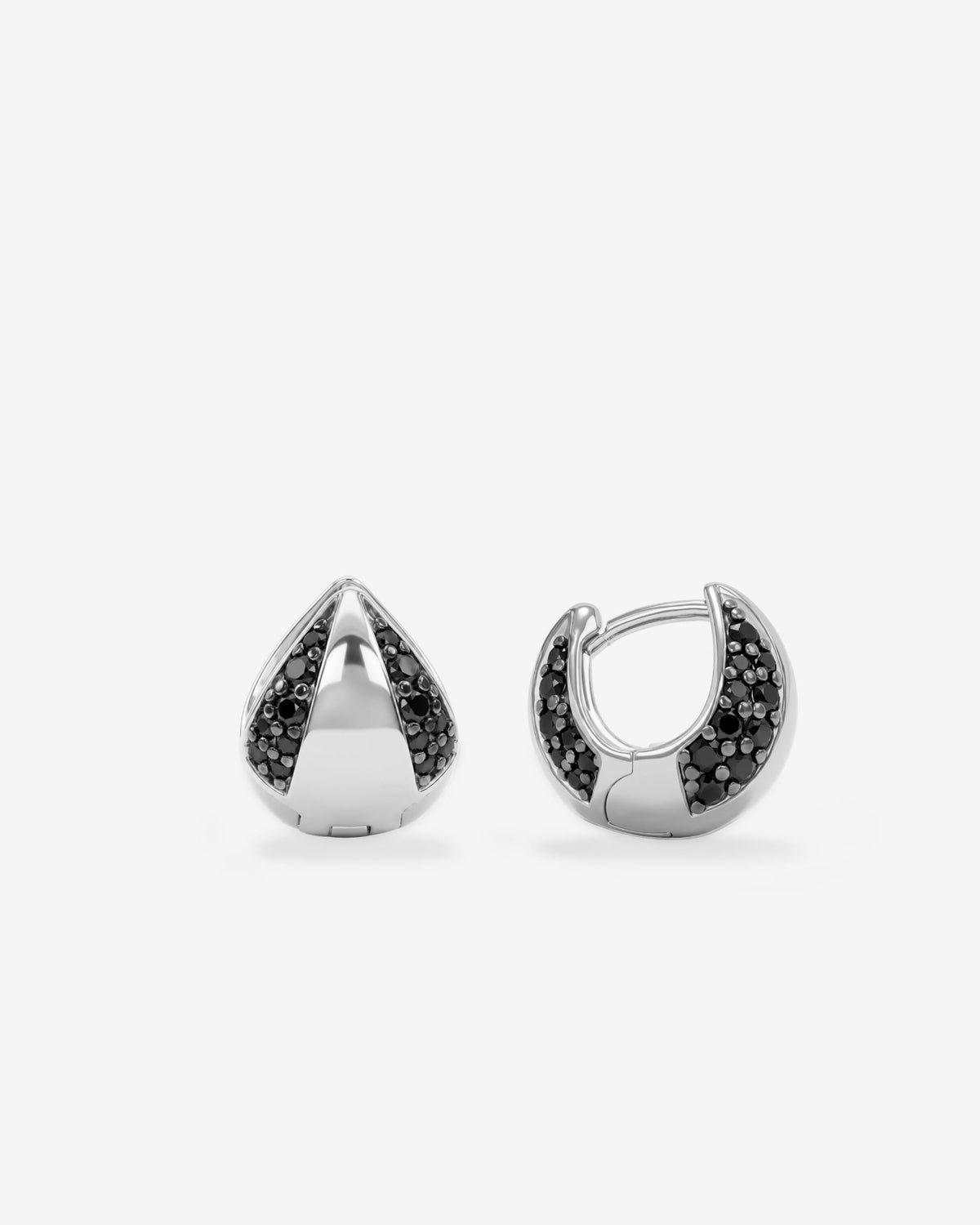 Lil Norah Split Pavé Earrings - Silver|Black Diamondettes