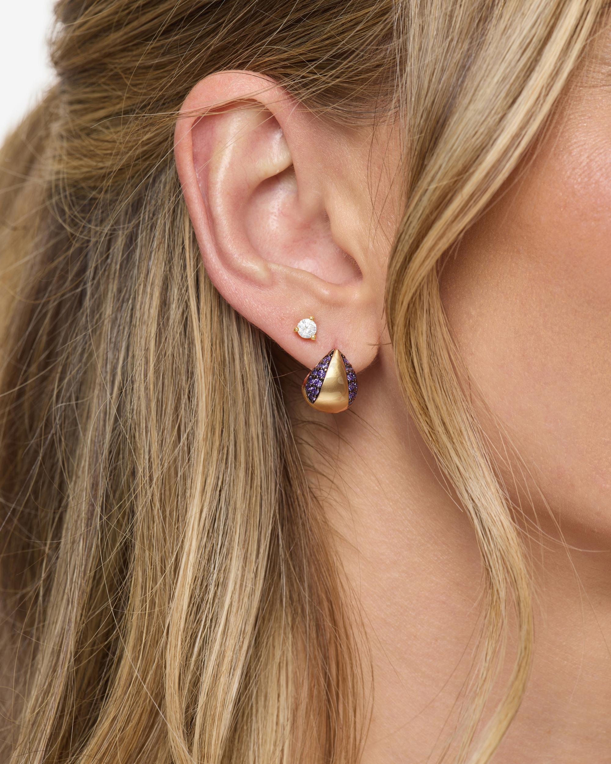 Lil Norah Split Pavé Earrings - Gold|Lavender Amethyst