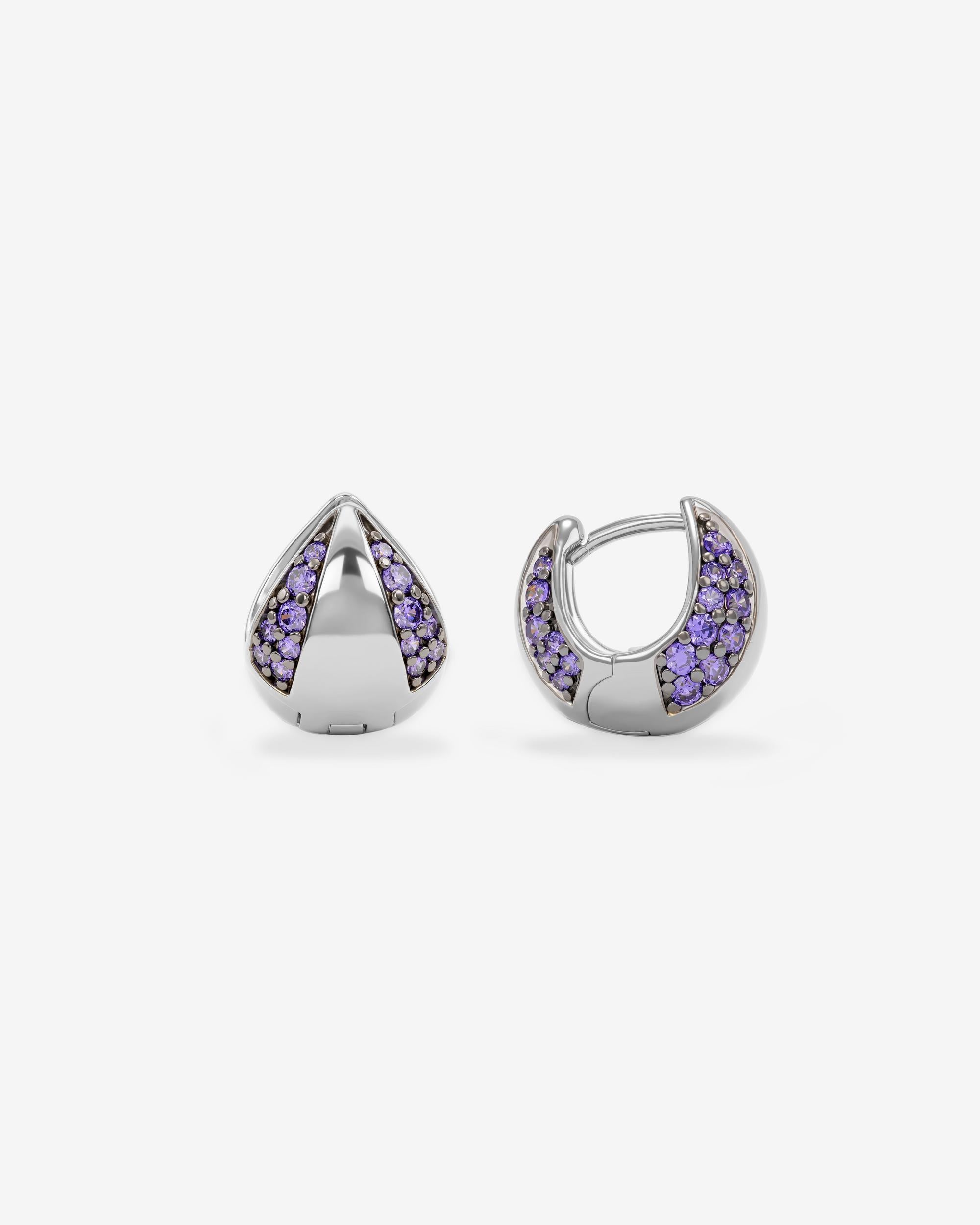 Lil Norah Split Pavé Earrings - Silver|Lavender Amethyst – Melinda