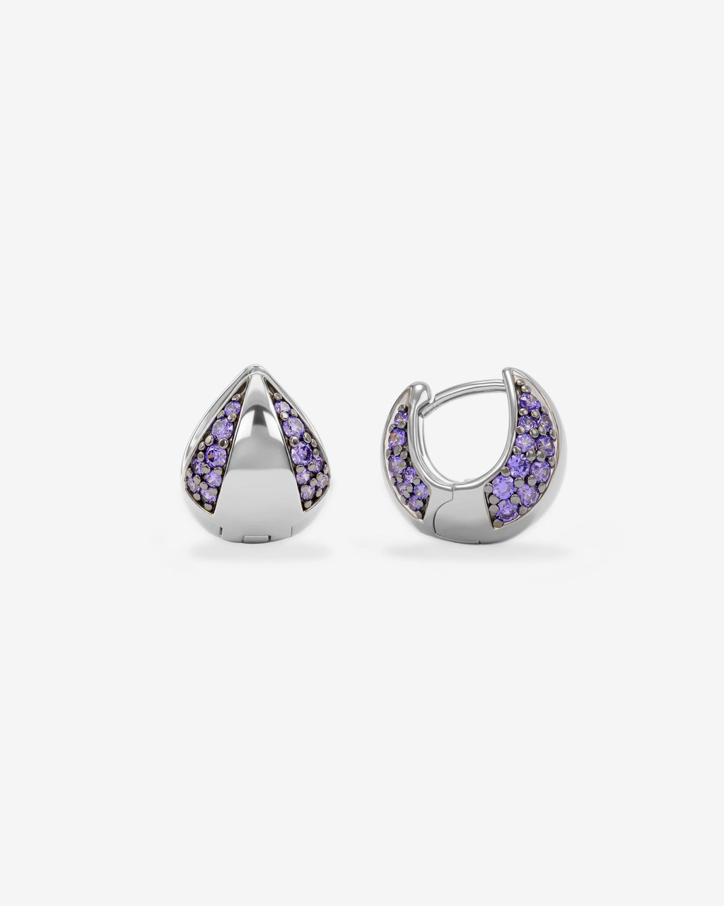Lil Norah Split Pavé Earrings - Silver|Lavender Amethyst