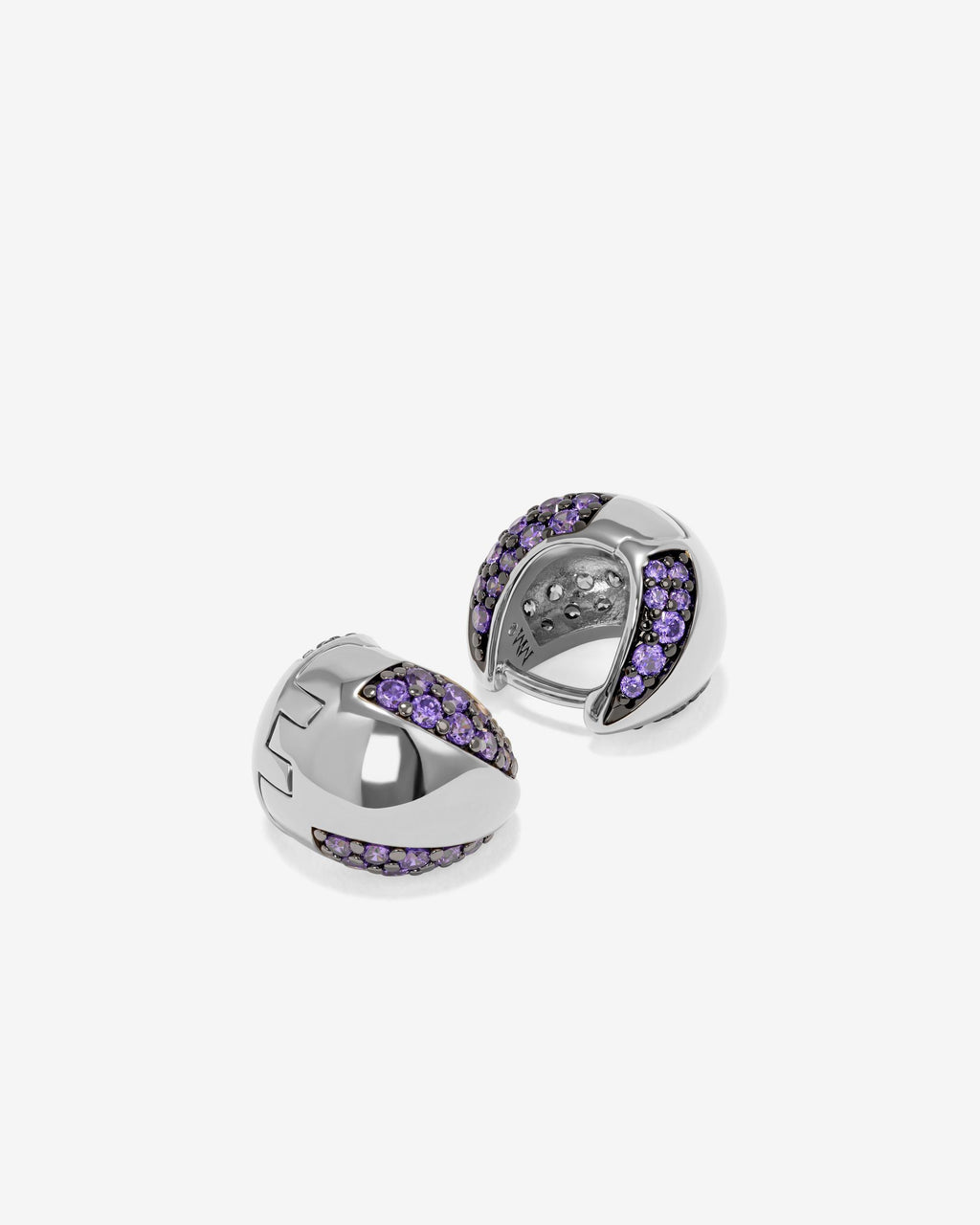 Lil Norah Split Pavé Earrings - Silver|Lavender Amethyst