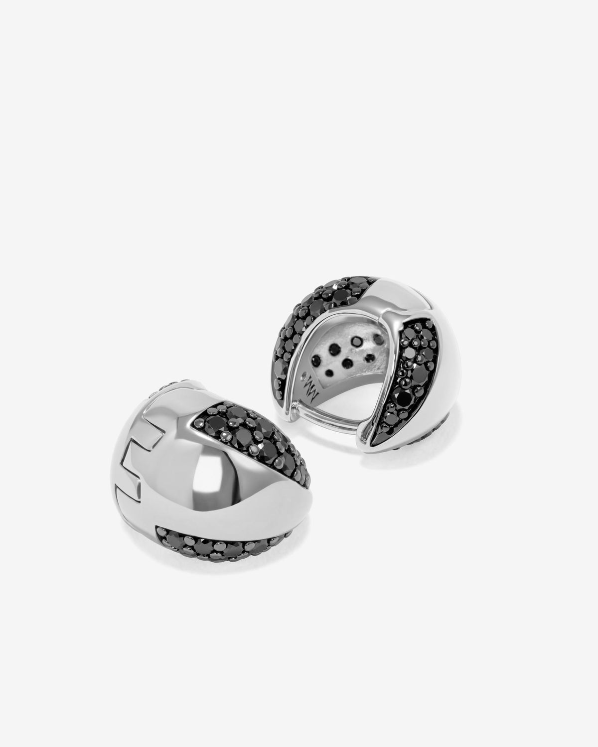 Lil Norah Split Pavé Earrings - Silver|Black Diamondettes