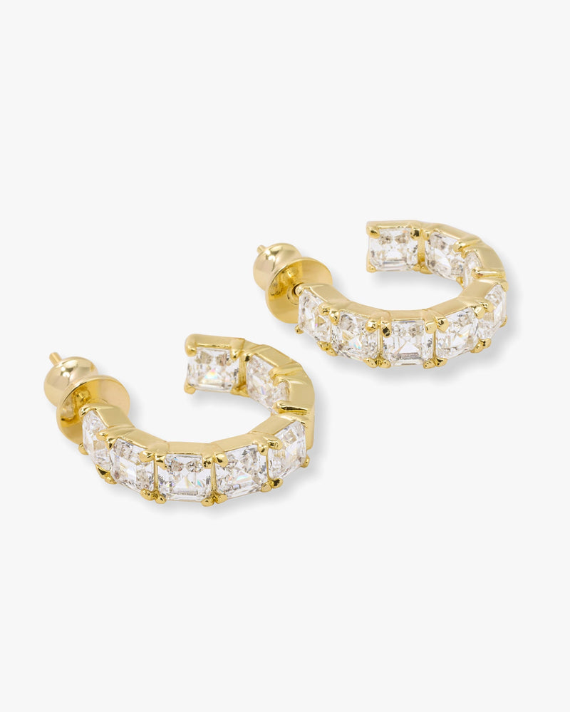 Lil' Queens Hoops .75" - Gold|White Diamondettes