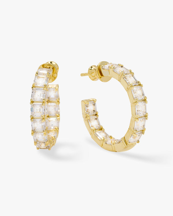 Lil' Queens Hoops 1" - Gold|White Diamondettes