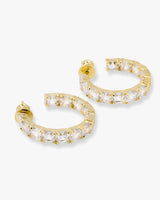 Lil' Queens Hoops 1" - Gold|White Diamondettes