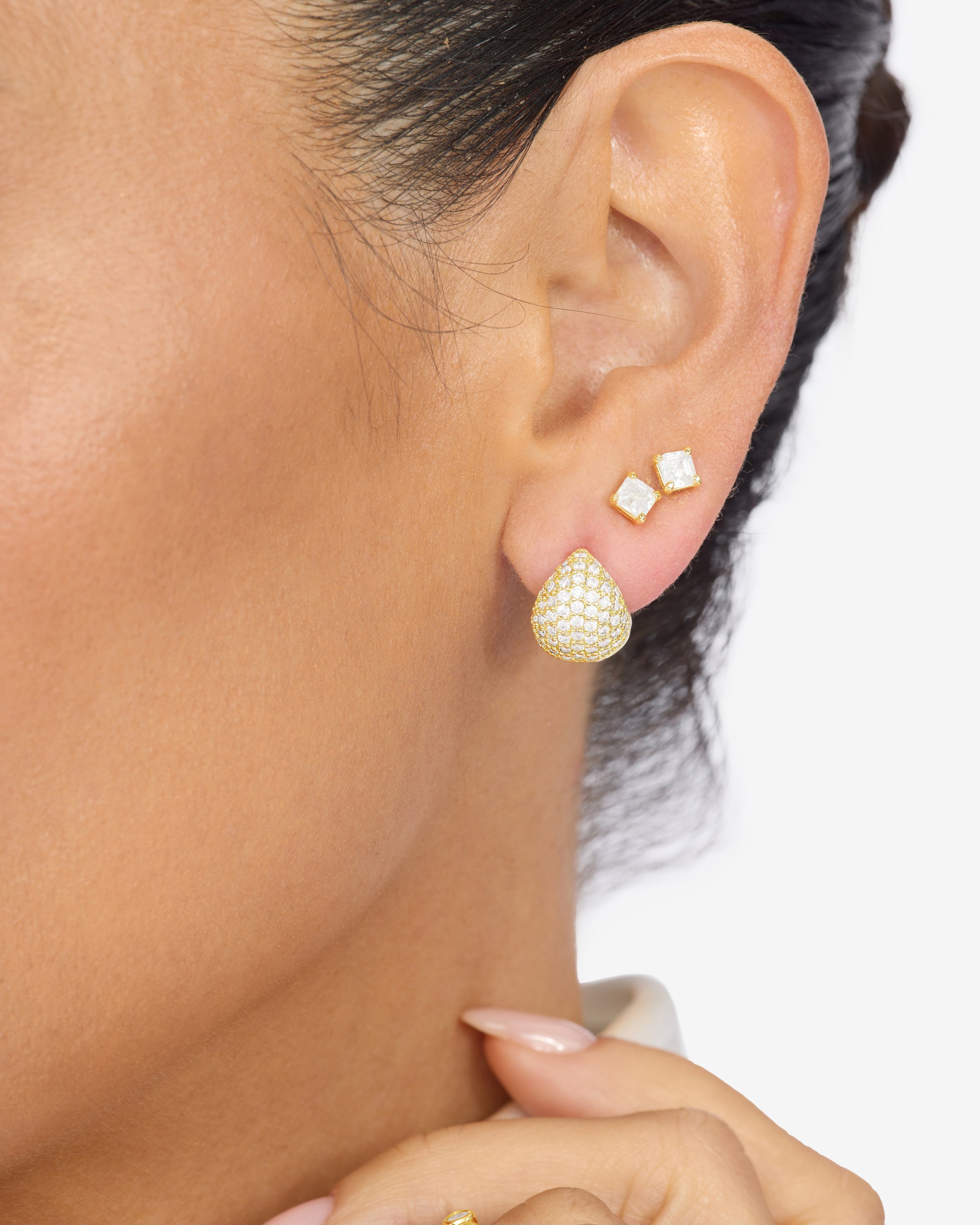 Lil' Norah Pavé Earrings - Gold|White Diamondettes