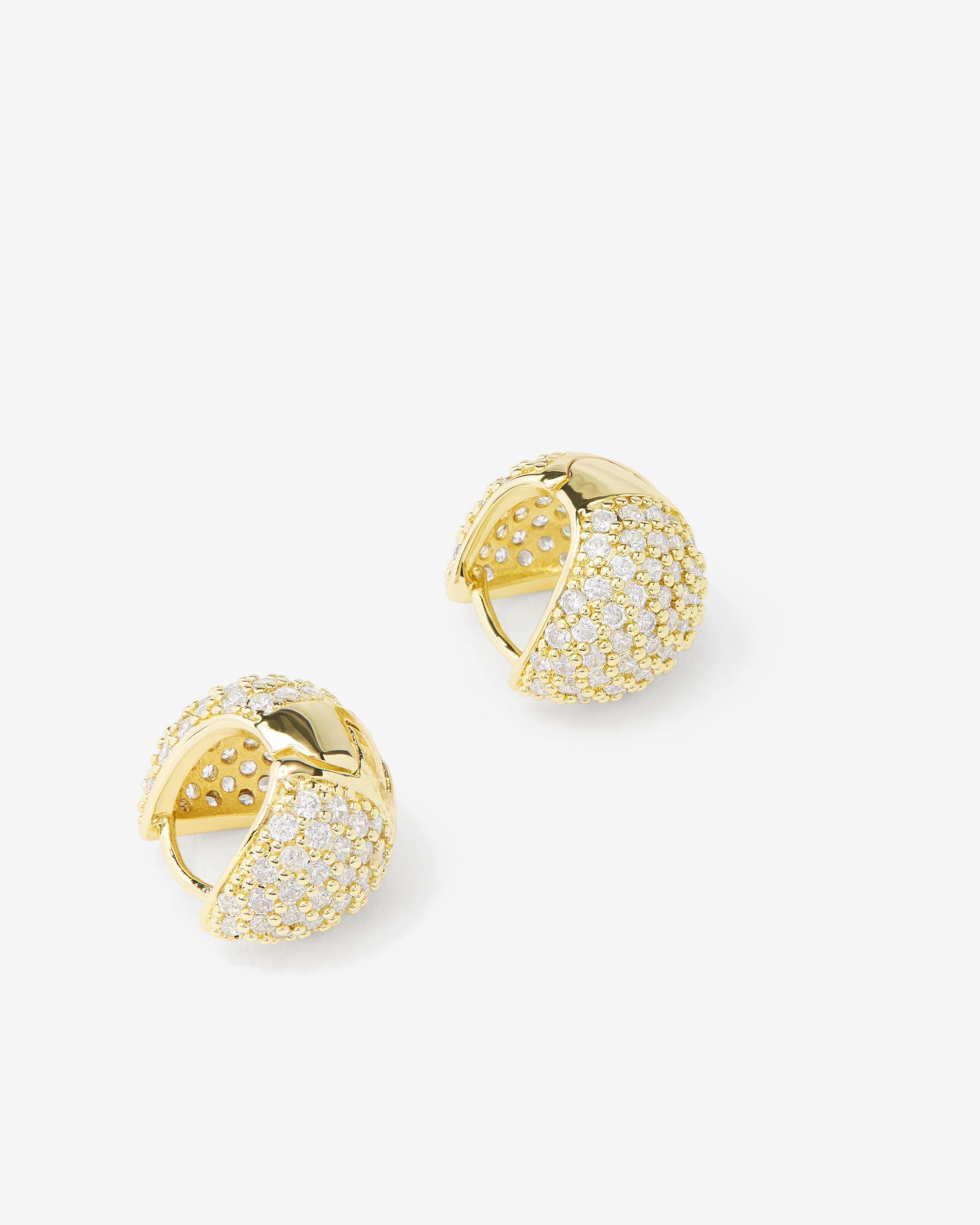 Lil' Norah Pavé Earrings - Gold|White Diamondettes